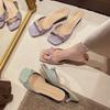 Elegant Slippers Women Shoes Woman Bow Knot Leather Solid Color Peep Toe Thin Heels Ladies Outdoor Shoes