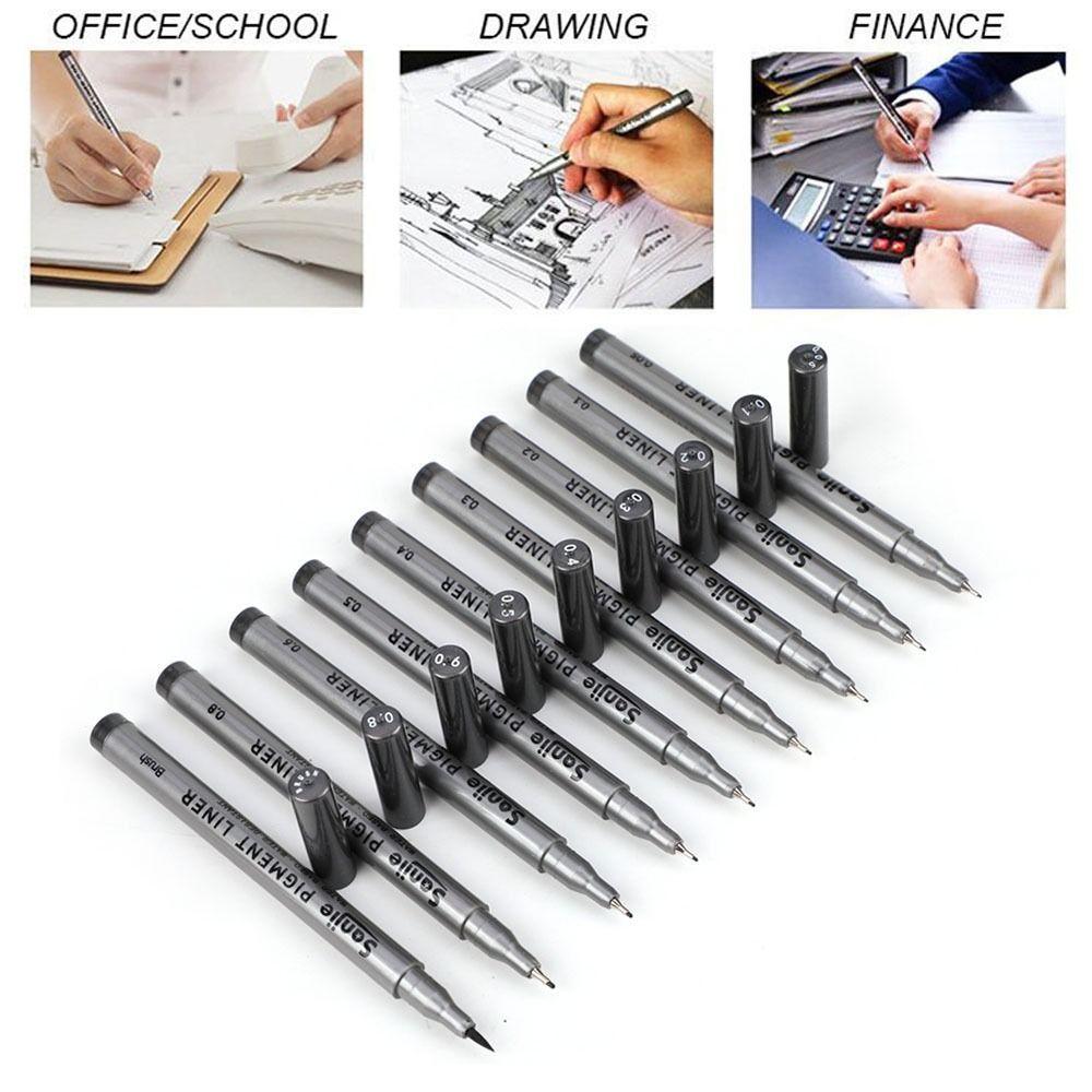 9 Peças/Conjunto Canetas de Esboço com Tinta Preta Multiliner Ponta Fina Canetas de Desenho Papelaria de Arte Fineliner para Escrita/Pintura/Esboço Arte