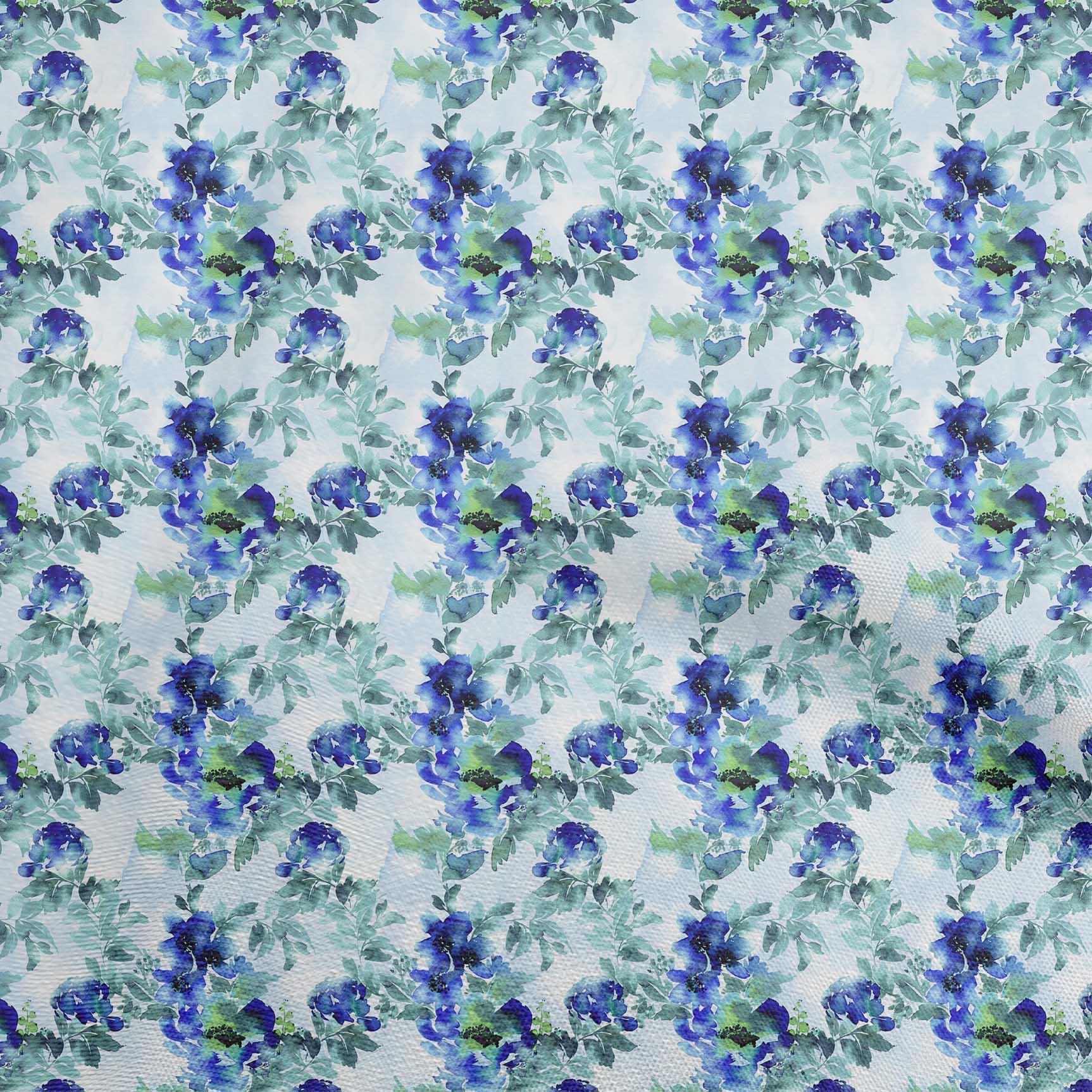 

oneOone Cotton Flex Green Fabric Abstract Watercolor Floral Sewing Craft Projects Fabric Prints By Yard 40 Inch 42 Inch Wide - Viscose Chiffon середній синього кольору
