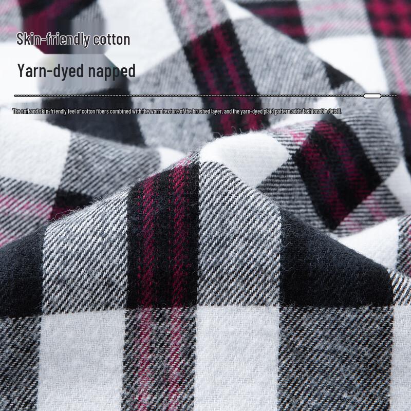 Men's 100% Cotton Brushed Plaid Long-Sleeve Business Casual Shirt