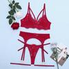 Sensual Lace Trim Thong Leg Garter Set - Ultra-Thin, See-Through, Chest-Minimizing Lingerie