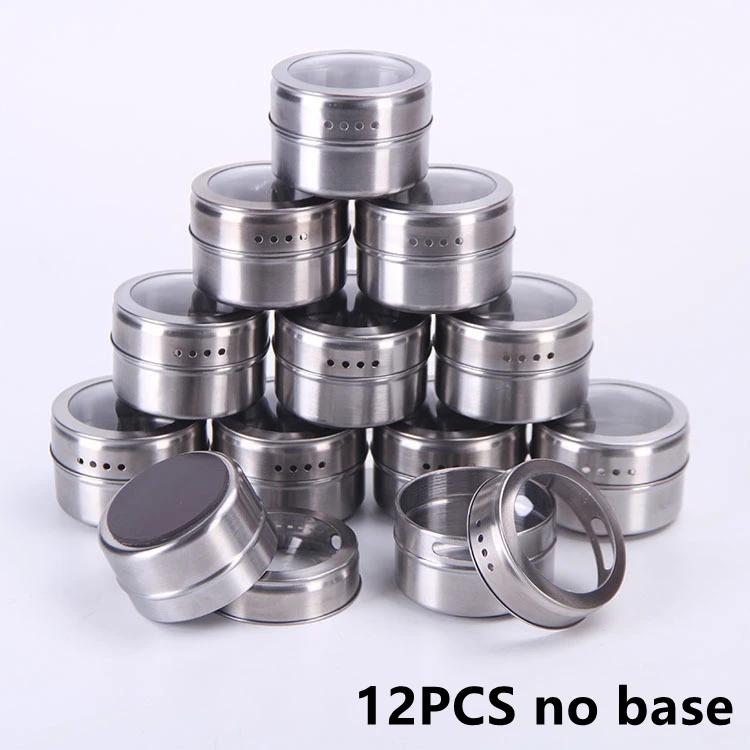 New Magnetic Spice Jar Set Stainless Steel Spice Tins Spice Storage Container Pepper Seasoning Sprays Tools with Spice Label