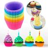 12 circular high-temperature resistant kitchen anti mold silicone small cake cups mold cups air fryer baking pastry color random