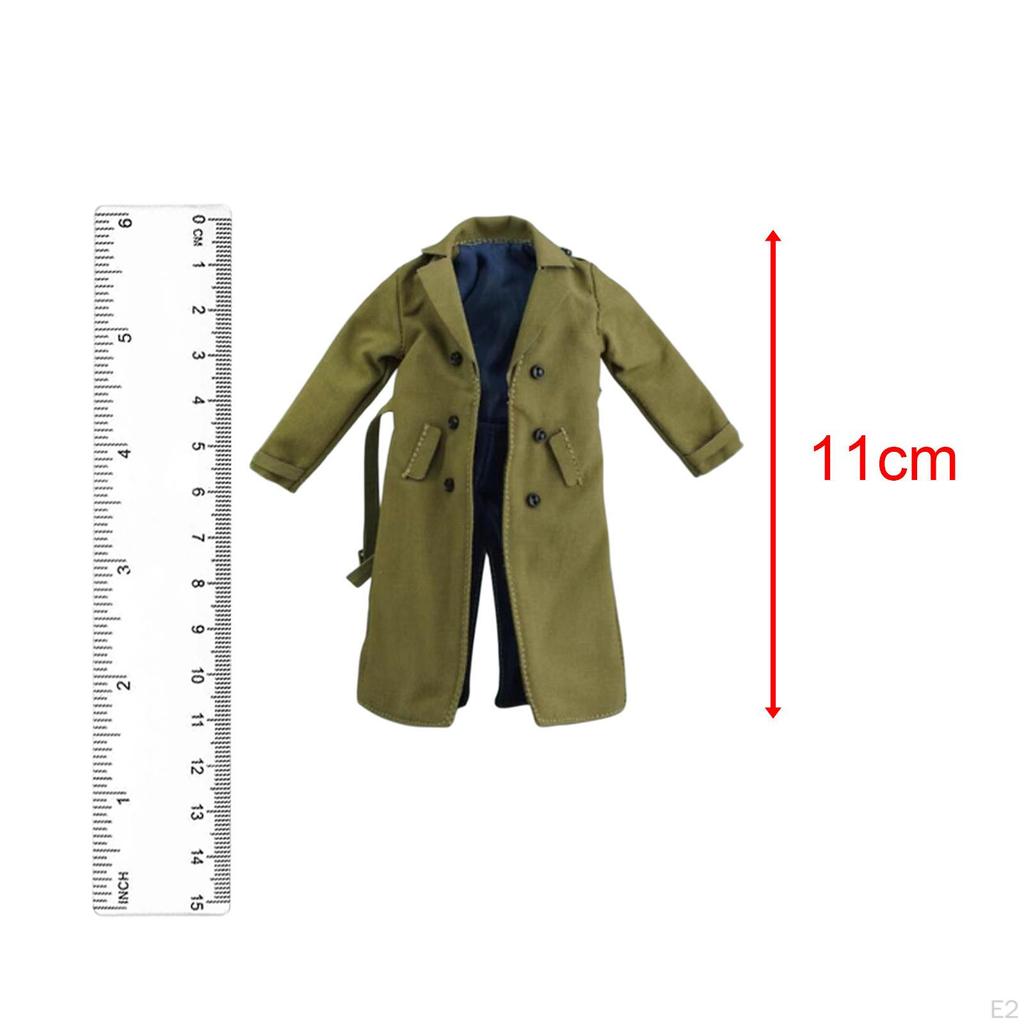 1/12 Male Female Trench Coat Miniature Clothing Handmade Doll Clothes for 6 inch Figures