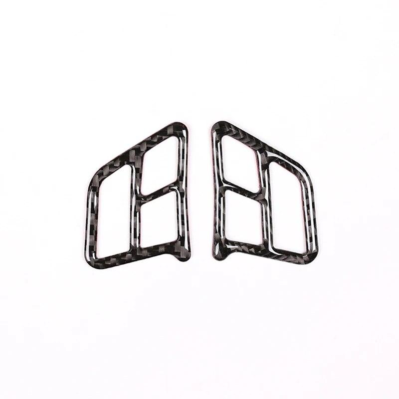 2PCS Carbon Fiber Car Steering Wheel Button Frame Decorative Stickers Interior Accessories For BMW 3 Series E90 E92 2005-2012