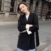 Women Suit Coat Lapel Long Sleeve Single Breasted Suit Jacket with Pockets Solid Color Loose Fit Leisure Outwear