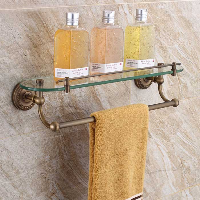 European Antique Ceramic Brass Shelf Towel Rack Gold Plated Bathroom Accessories GZ-9000