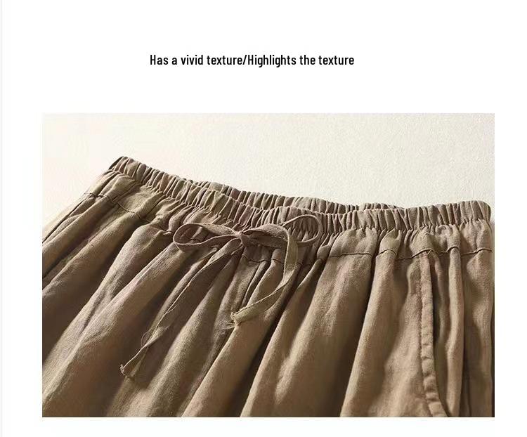 High Waist Retro Frog Button Cotton Harem Pants - Lightweight, Elastic, Tie Waist, Loose Fit for Spring/Summer