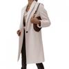 Womens Classic Wool Blend Trench Coat Long Sleeve Single Button Notched Collar Mid-Length Outerwear Winter
