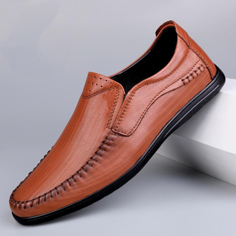 Handmade Genuine Leather Mens Shoes Casual Luxury Brand Men Loafers High Quality Moccasins Breathable Slip On Male Driving Shoes