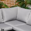 5 Seater Garden Corner Sofa Set, 4 Pieces Metal Garden Furniture Set with Loveseats, Glass Top Coffee Table, Breathable Mesh Pocket