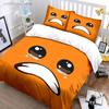 Süßes weinendes Orangen-Gesicht Emoji 3-teiliges Bettwäsche-Set Weiche Mikrofaser Bettbezug Kissenbezug Set Für Kinder Teenager Schlafzimmer Dekoration