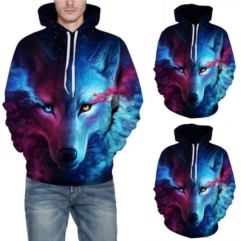 Vibrant Skull Print Digital Pullover Hoodie For Men Comfortable Loose Fit