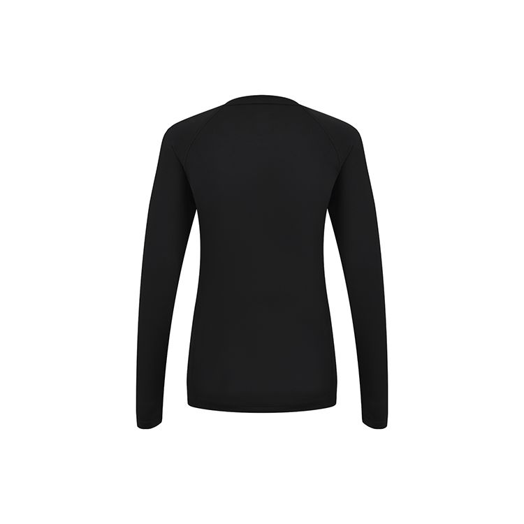 Li Ning Badminton Series Solid Color Logo Print Pullover Round Neck Long Sleeve Tight Fit Sweatshirt Women sweatshirt Black AUDR110-1