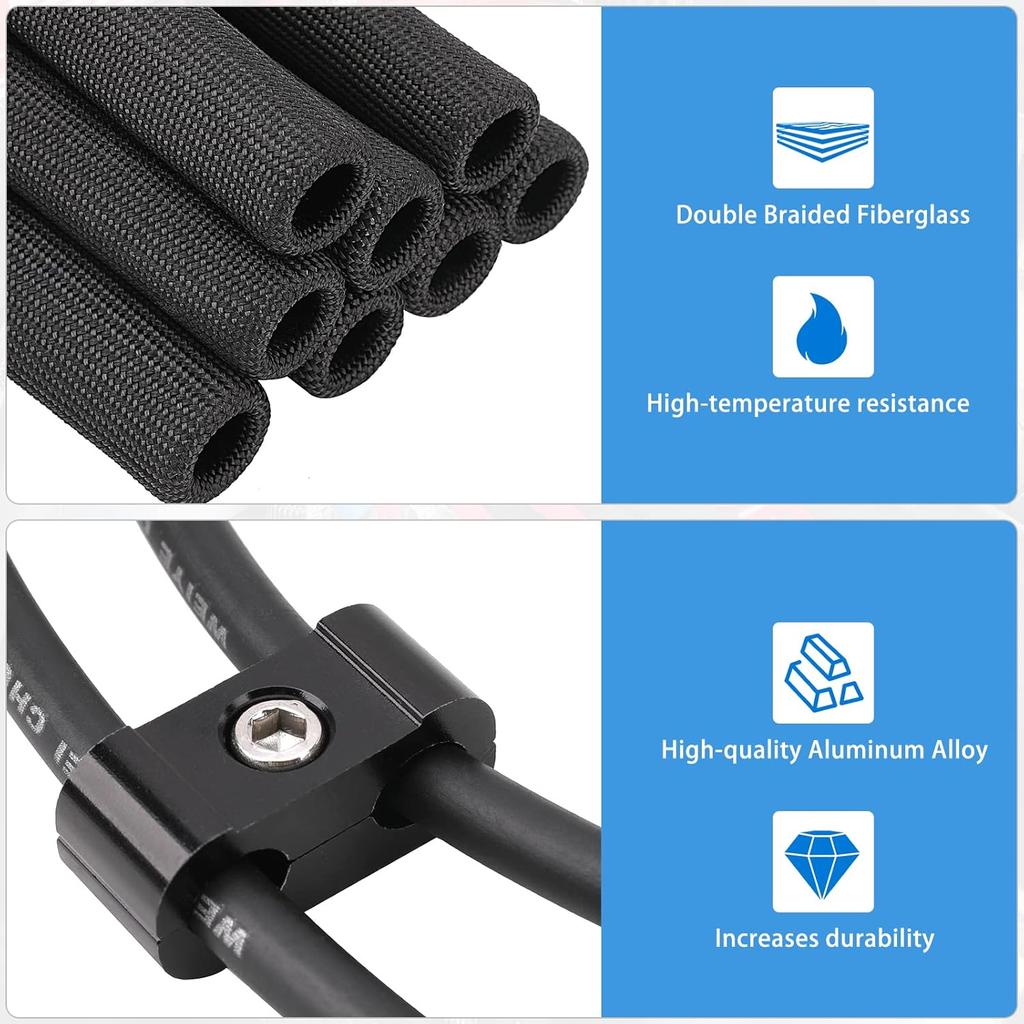 12pc Engine Spark Plug Wire Separator Divider & 8pc Spark Plug Wire Boots Protector Heat Sheild Sleeve 8mm 9mm 10mm Spark Plug Wire Clamp Holder