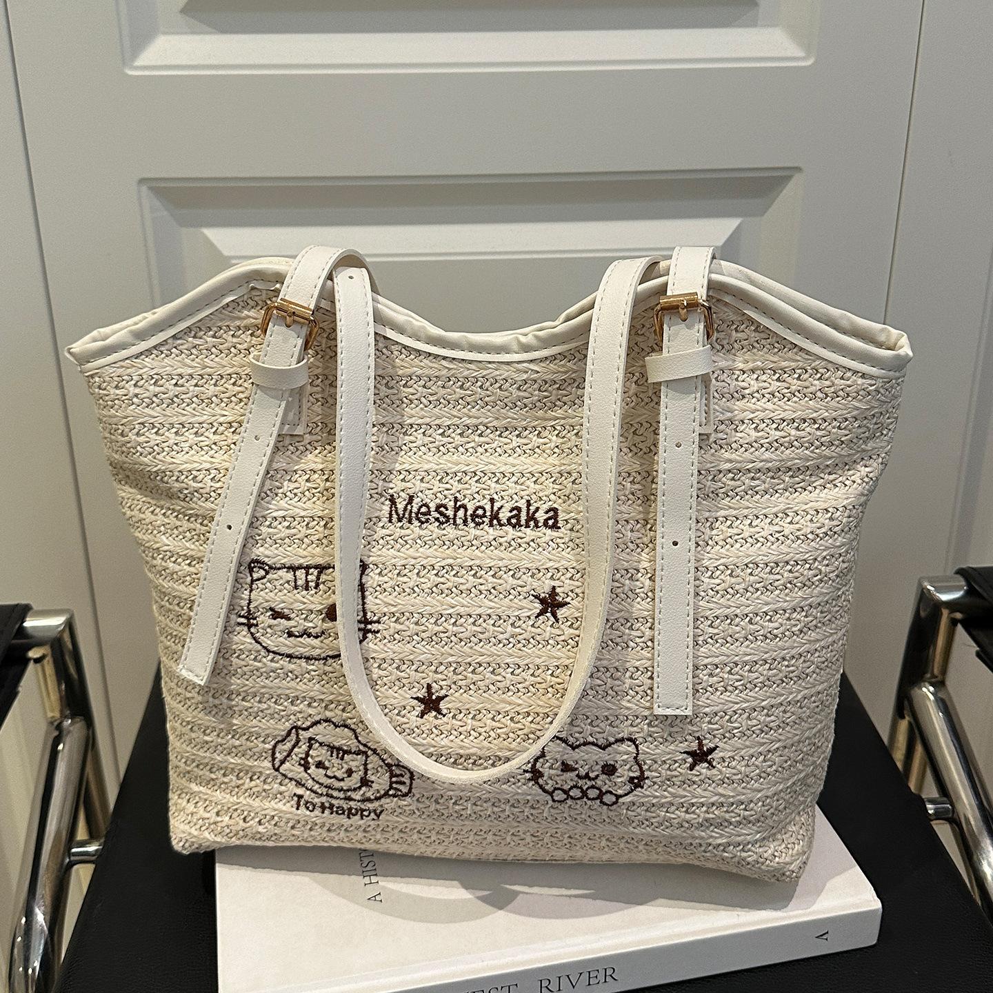 

Wholesale foreign style beach bag women s bag 2025 new fashion casual hand bag large capacity shoulder tote large bag белый