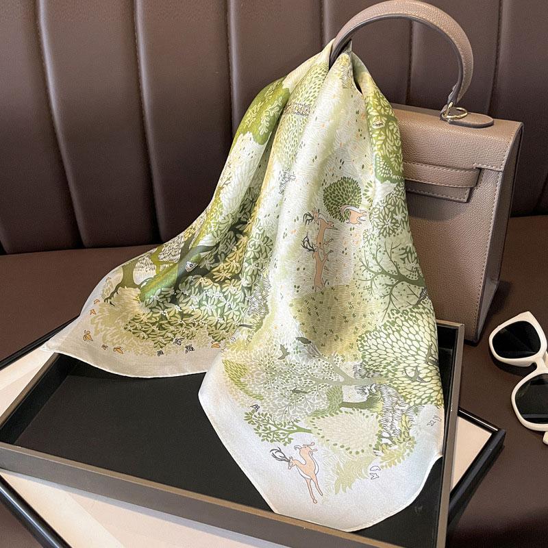 Square Scarf 100% Natural Silk  Women Hairband Foulard High Quality Bandana Scarfves Female Neckerchief Headkerchief Shawl Wrap