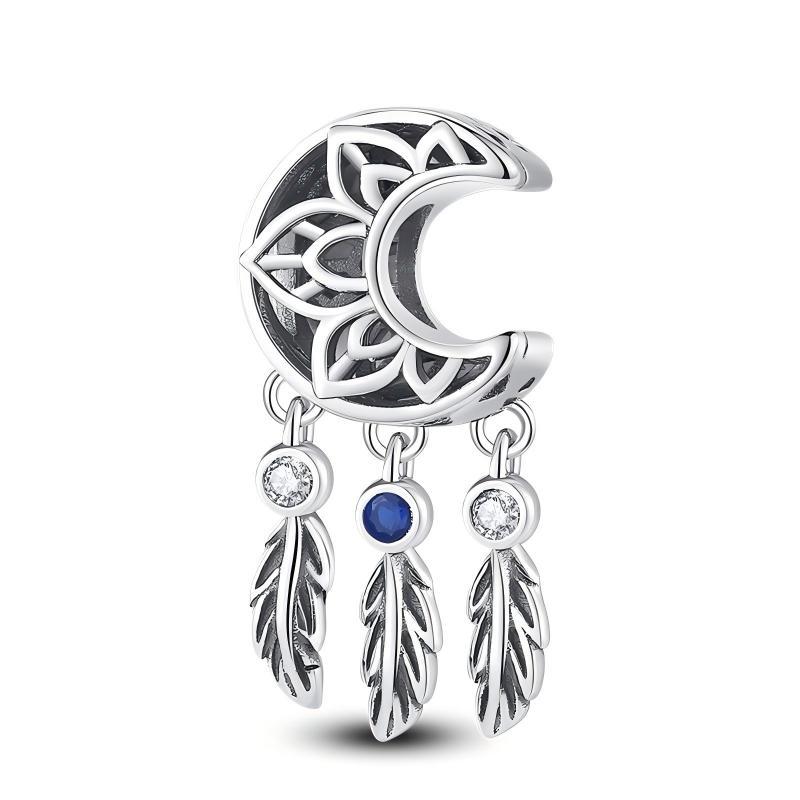 

S925 Silver Dreamcatcher Pendant Bracelet with Colorful Moon Star Beads DIY Jewelry Making Craft Supplies