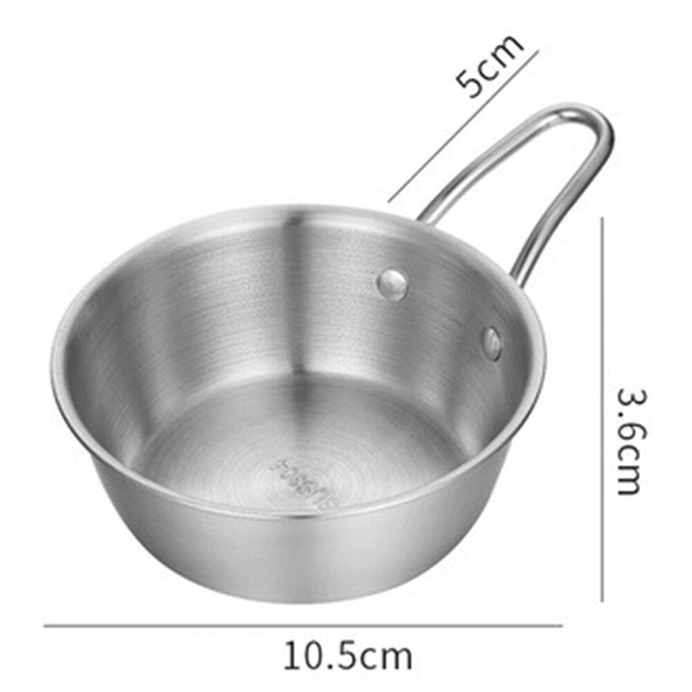 Round Rice Wine Bowl with Handle Stainless Steel Household Food Sauce Bowls Cups Tableware Dinnerware Kitchen Utensils