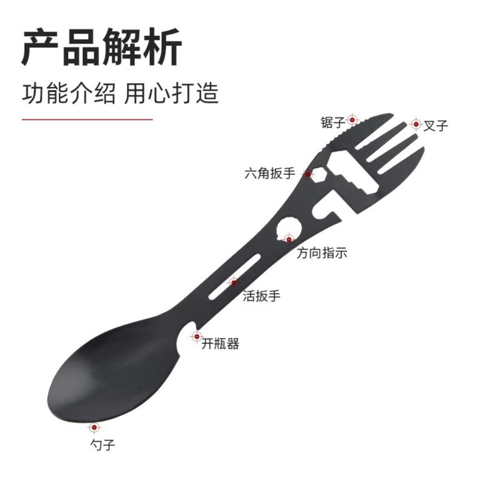 10 in 1 Multifunctional Outdoor Camping Survival Fork and Spoon Kitchen Multifunctional Wrench Bottle Opener Spoon