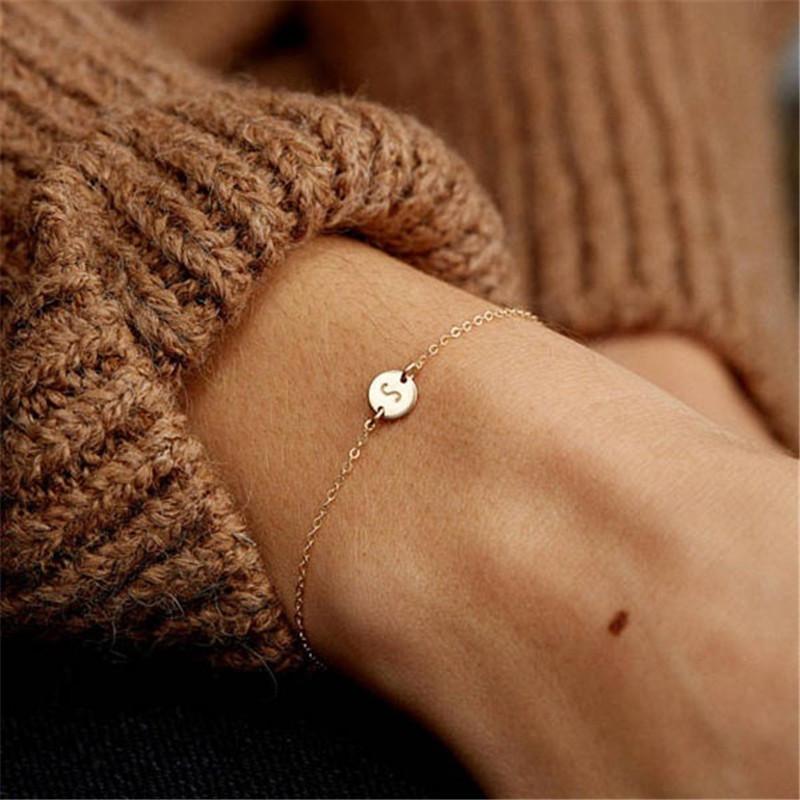 Gold Charm Letter Bracelet For Women Simple DIY Handmade Word Bracelets & Bangles Boho Anklets Jewelry