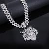European American Cool 3D Full Rhinestone New Enamel Tiger Head Pendant, Trendsetter Personalized Men Hip Hop Necklace