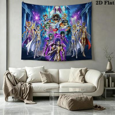 Saint Seiya Anime Wall Tapestry Aesthetic Wall Hanging Printed Fabric Blanket Decorative Tapestries for Bedroom Living Room Home Decor