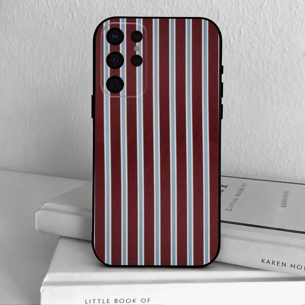 B-Burgundy W-White Stripe Phone Case For Samsung S25,S24,S21,S22,S23,S30,Ultra,S20,Plus,Others Soft Black Case