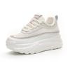 Breathable Mesh Rhinestone Thick-Soled White Dad Sneakers for Women