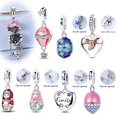 New Copper Charms Beads Air Balloon Matryoshka Pendant Fit Original Bracelet For Women Diy Jewelry Beads Gifts
