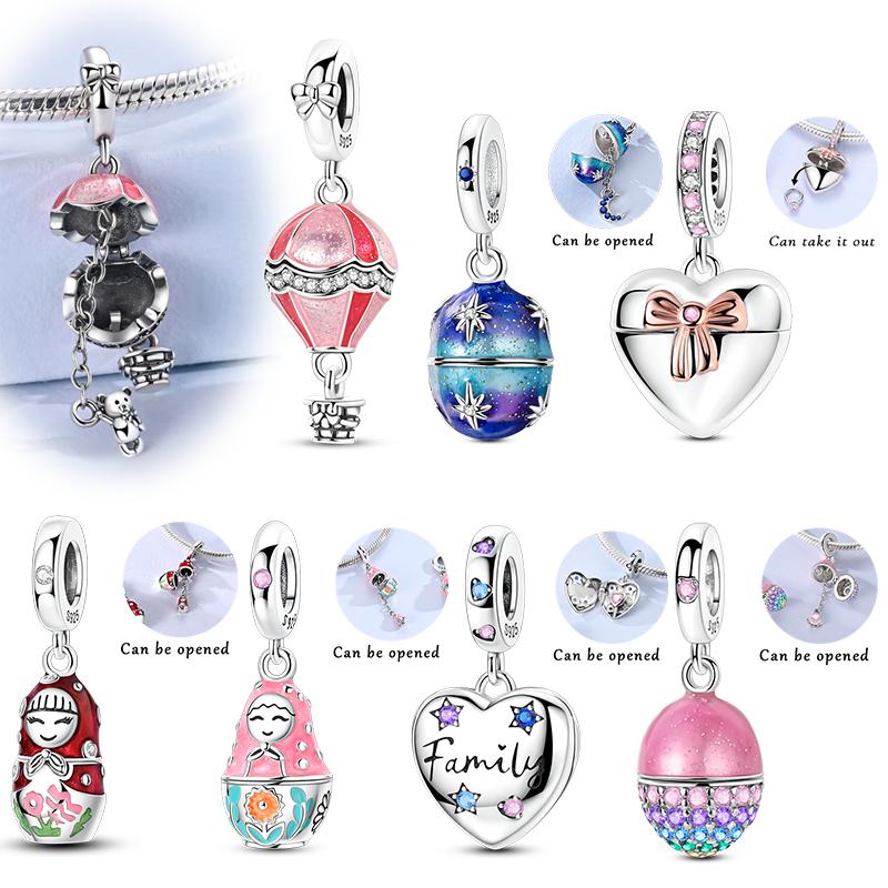 Brand New Copper Metal Charm Bead Components Bead Components Popular Hot Air Balloon Matryoshka Pendant Bead Component Compatible With Authentic
