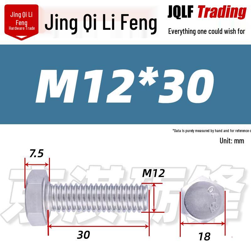 201 Stainless Steel Hex Head Full Thread Bolt: Wear & Corrosion Resistant, M4-M14 for Aerospace Machinery