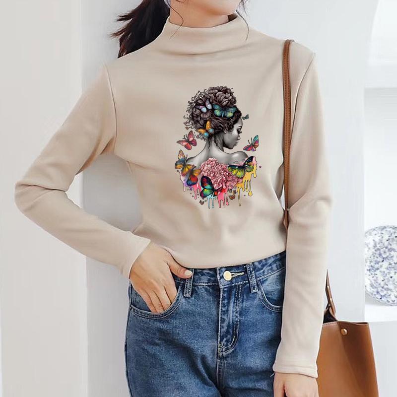 Autocolant cu transfer termic Fluture de femeie neagră Imprimare pe tricou Autocolante pentru haine Hanorace Diy Heat Press aplicate Petice pe calcat