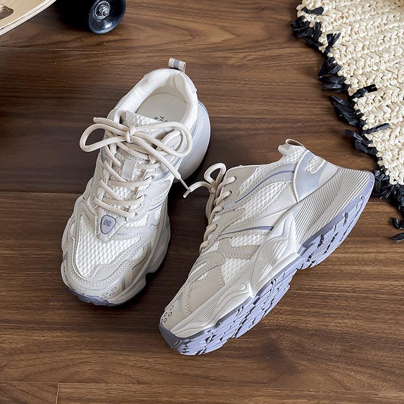 

Женские кроссовки «папины кроссовки» Весна и лето 2025 Новая мода Универсальные Сетчатые Дышащие Толстая подошва Увеличивающие рост Повседневные Кроссовки Тренд 40 хаки