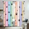 Rainbow Wood Curtains 2pcs – Dog Paw Prints on Pastel Planks, Whimsical Window Decor for Pet Lovers and Children’s Rooms