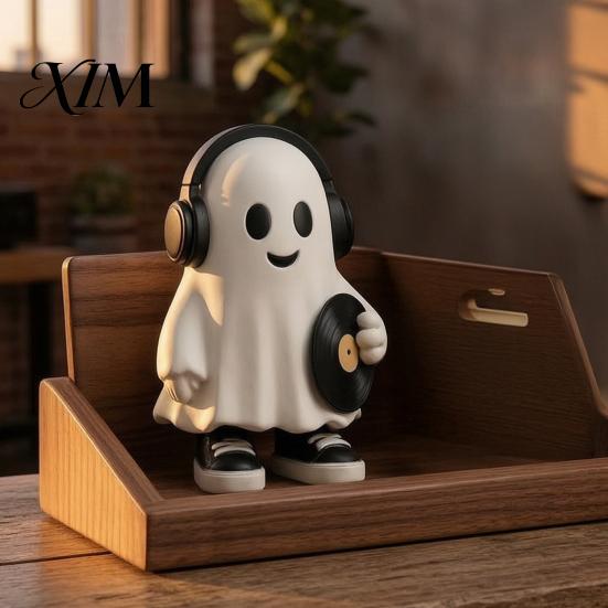 Vielseitige tägliche und Urlaubs-Wohnaccessoires Halloween Geisterfigur, Harz Cartoon Schreibtischornamente, Niedliche Statue Schwarz Weiß Ästhetische Raumdekoration