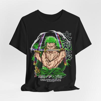 Zoro Anime T-Shirt Herren Damen T-Shirts Top Tee Tops, Japanisches Manga T-Shirt Herren Damen T-Shirts Top, Samurai Krieger Top, Fantasy Anime