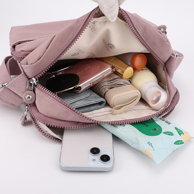 Geantă de umăr pentru mamă de vârstă mijlocie, geantă ușoară cu compartimente multiple pentru femei, geantă crossbody din nailon