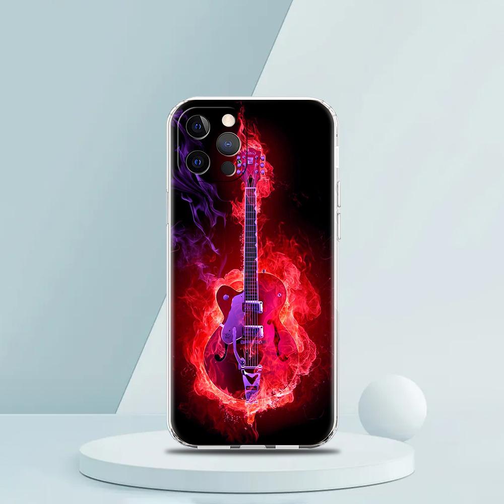 Guitar Strings Music Guitares Instrument Luxury Phone Case For iPhone 16 15 14 13 12 11 Pro Max XS X XR SE 7 8 Plus Clear Cover