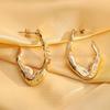 Stainless Steel Metal Twisted Hoop Earrings for Woman Vintage Gold Color Irregular Earrings Waterproof Jewelry Gifts