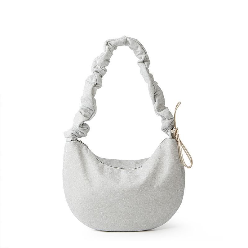 

New high-end soft waxy texture pleated dumpling bag casual messenger bag women s large capacity shoulder armpit bag белый