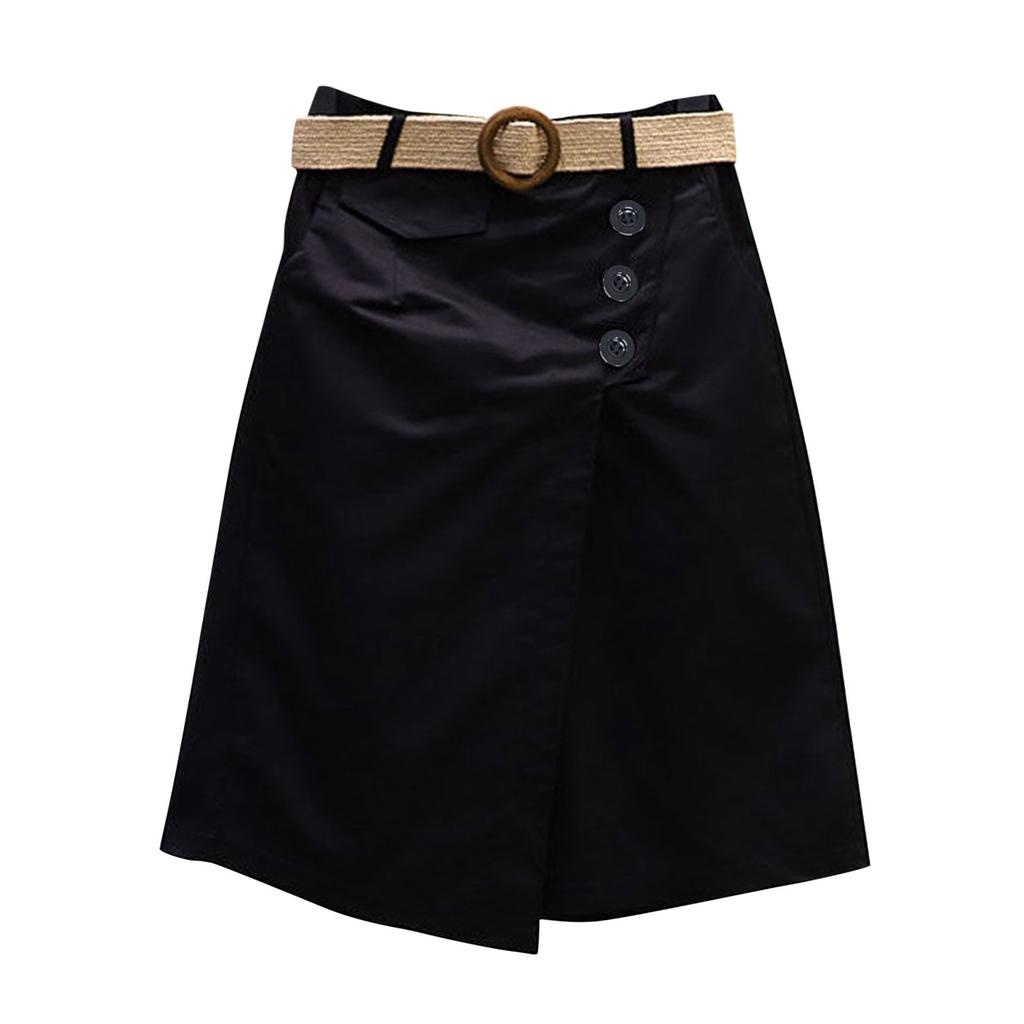 Ladies' Fashionable Pants Summer Elastic Waist Five Part Wide Leg Skirt