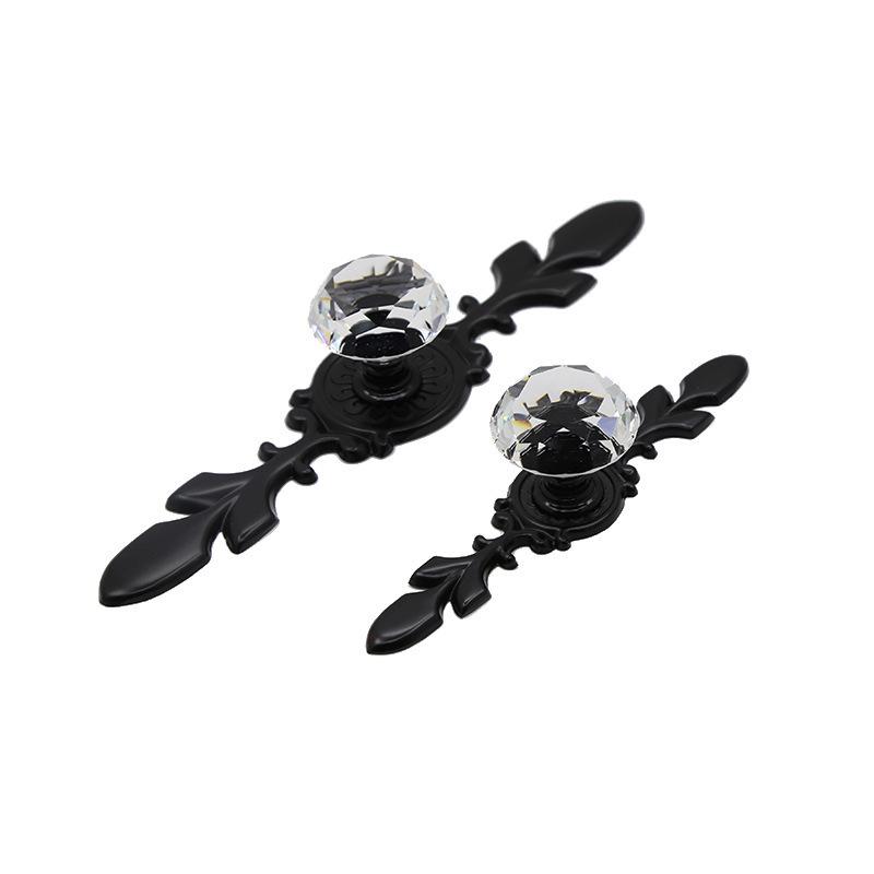 Transparent Black Crystal Pull Handle for Cabinets and Wardrobes - European Modern Design, Solid and Thickened.