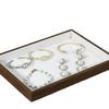 Beige Walnut Grain Wood Jewelry Display Tray for Earrings, Necklaces, and Bracelets