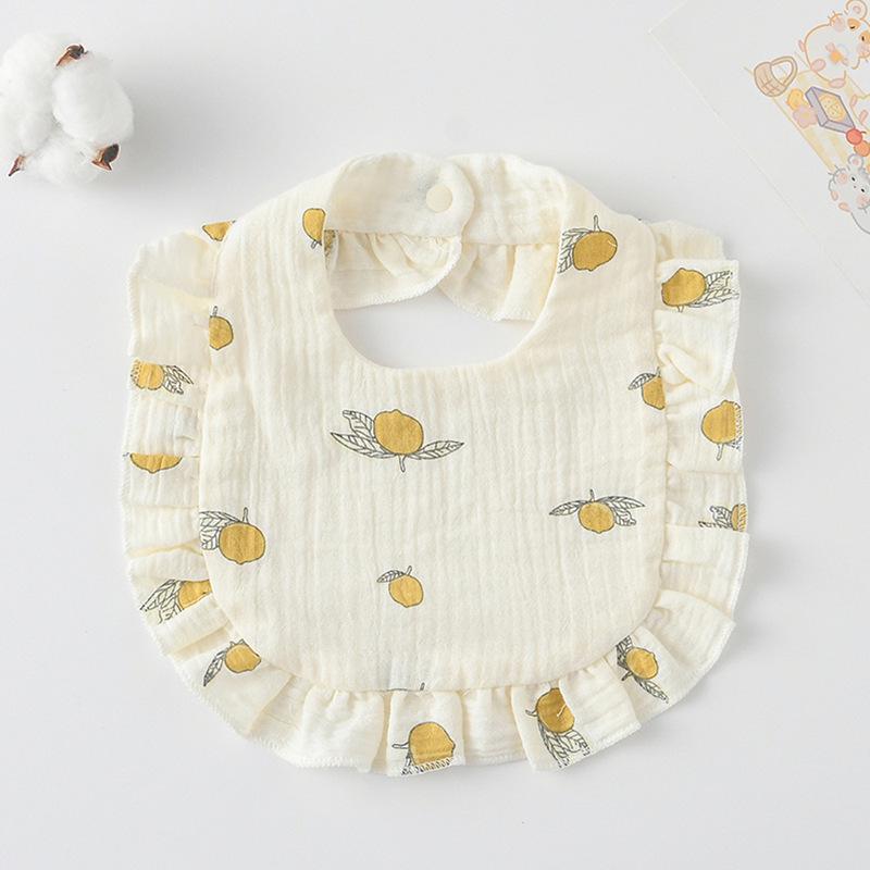 Ruffle Baby Drool Bibs: Pure Cotton Printed Lace Bibs