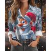 Christmas Women's Shirt Graphic Santa Claus Elegant Vintage Tropical Long Sleeve Shirt Collar Regular Top Work Daily Fall Winter