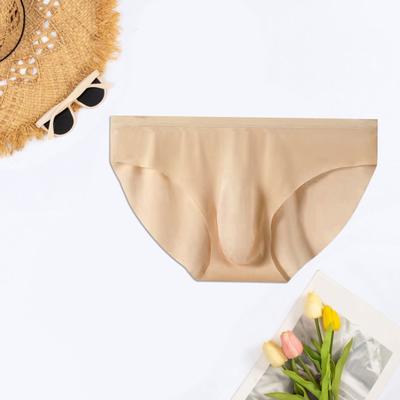 Men Seamless Ice Silk Briefs Low-rise 3D U-convex Ultra-Thin Panties Solid Color Underwear