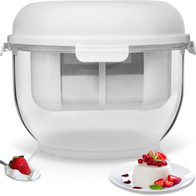 Yoghurtmaker met fijnmazige zeef, verwijderbare drukplaat, gebruikt als bewaardoos met deksel – yoghurtzeef ook perfect voor het maken van paneer,