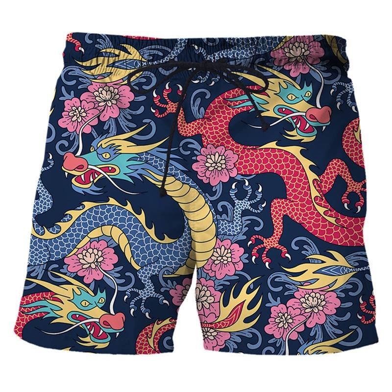 

Chinese Dragon 3d Print Swim Trunks For Men Hawaiian Beach Shorts Loose Quick Dry Surf Board Shorts Swimwear Street Short Pants XL