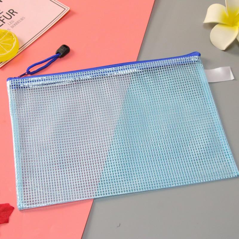 

Transparent Waterproof Mesh Zipper File Bag with Logo Print - Multiple Sizes for Stationery and Documents